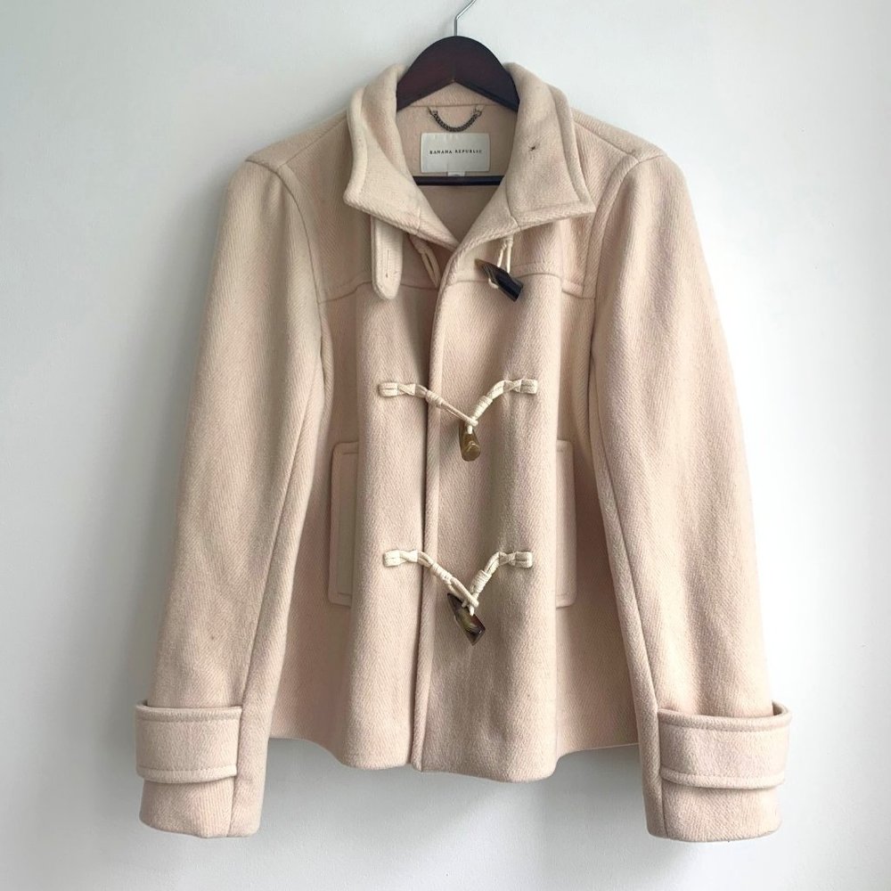 Banana Republic Wool Pea Coat, Cream, Women's Size Medium